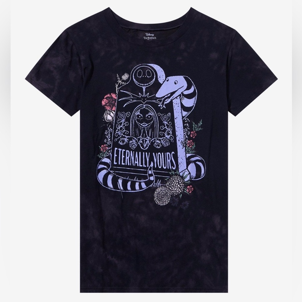 NWT The Nightmare Before Christmas Jack & Sally Tombstone Dark Wash T-Shirt